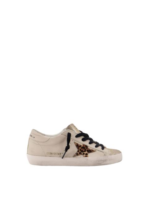 Golden Goose GOLDEN GOOSE Super-Star Women's White/Gold/Leopard Low Top S