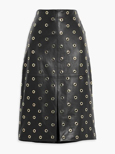 VERONICA BEARD Anderson eyelet-embellished leather skirt
