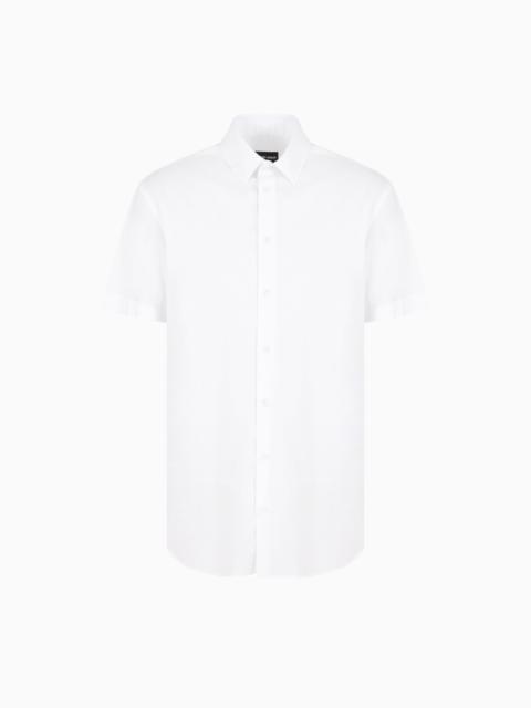 GIORGIO ARMANI Short-sleeved, stretch plain-knit shirt