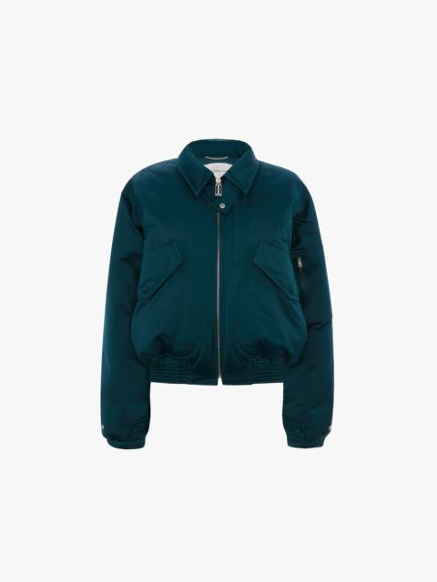 Victoria Beckham Padded Bomber Jacket In Dark Teal