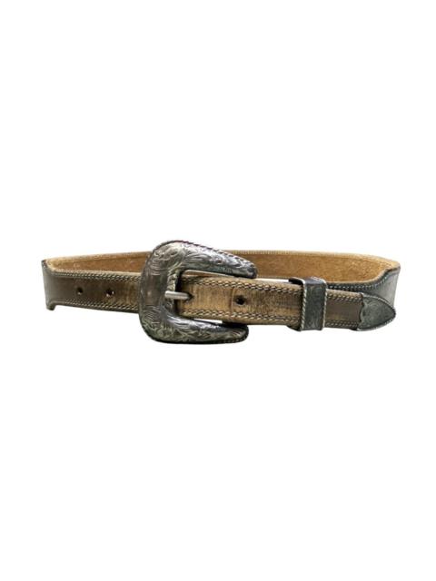 Other Designers VINTAGE SILVER BUCKLE LEATHER WESTERN BELT