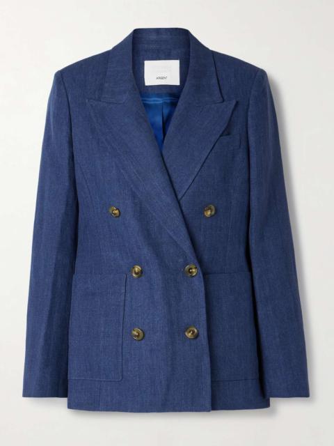 + Argent Chelsea double-breasted linen blazer Blue