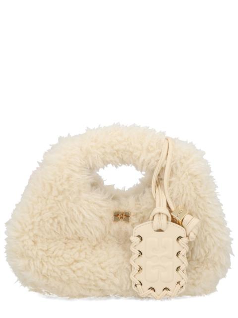 GANNI FAUX FUR HOBO BAG WITH LOGO
