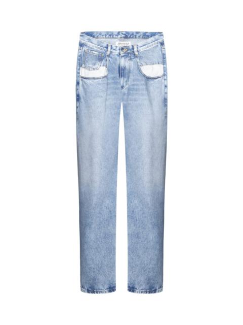 Straight Denim Jeans With Contrasting Pockets