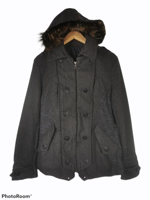 Other Designers Japanese Brand - Vintage PPFM Removable Fur Hoodie Wool Jacket