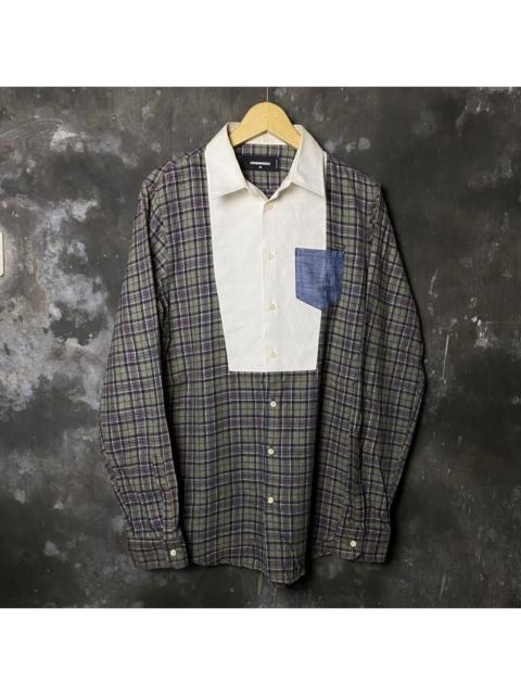 DSQUARED2 Daquared2 3 in 1 white & plaid with denim pocket shirt l/s