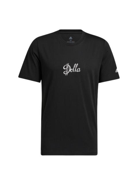 adidas Men's adidas Alphabet Printing Sports Round Neck Short Sleeve Black T-Shirt HG4424