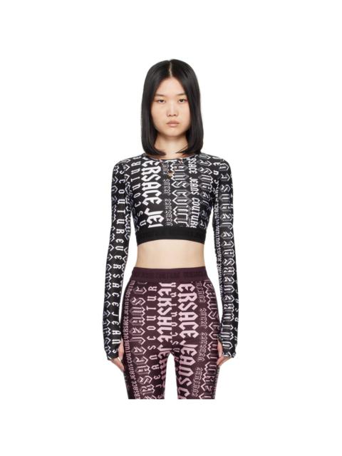 VERSACE JEANS COUTURE Black & White Logomania Long Sleeve T-Shirt