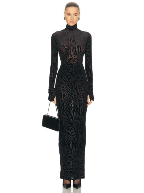 ALEX PERRY Animal Print Burnout Column Dress