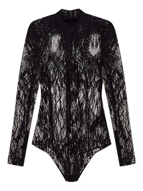 Balmain Long Sleeve Turtleneck Lace Bodysuit
