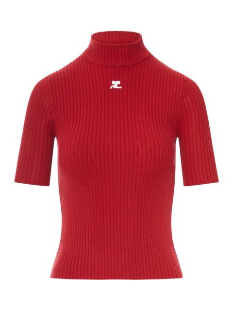courrèges Courreges Women Reedition Short Sleeves Rib Knit Sweater