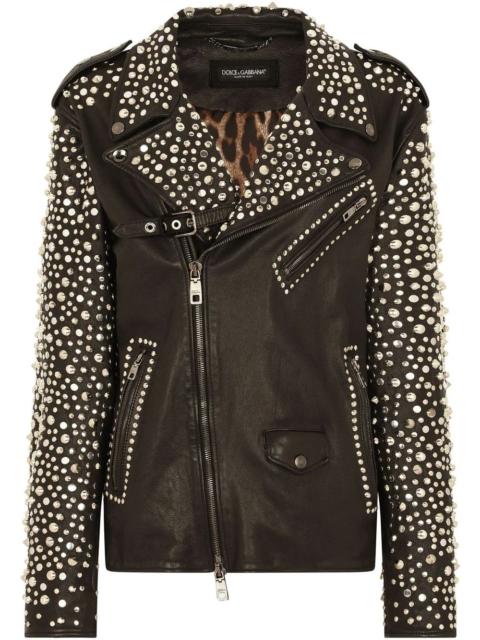 Dolce & Gabbana stud-embellished leather jacket