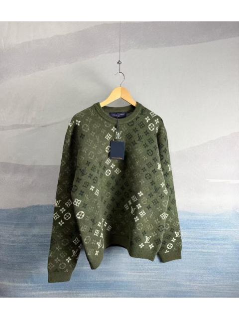 Louis Vuitton Louis Vuitton LV green all-over print gradient wool sweater