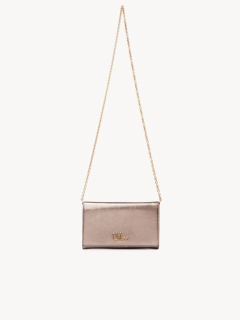Chloé CHLOÉ ICONIC FLAP WALLET ON CHAIN IN METALLIZED LEATHER