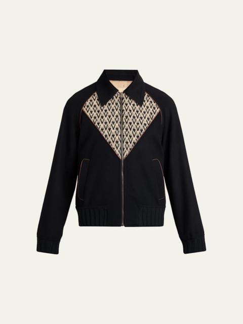 Valentino Men's Jacquard Wool-Cashmere Bomber Jacket