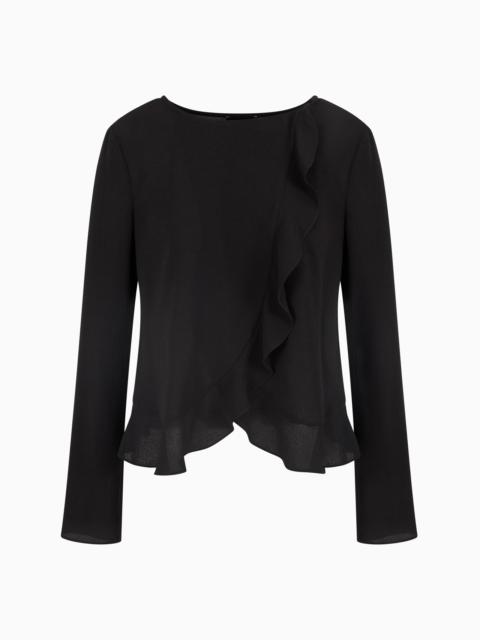 EMPORIO ARMANI FLUID CRÊPE SHIRT JACKET WITH RUFFLE