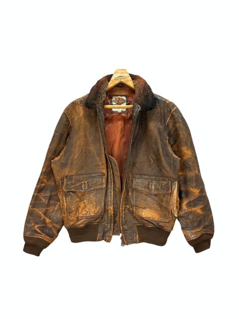 Other Designers TRASHED🔥 HARLEY DAVIDSON DISTRESSED LEATHER JACKET #8288