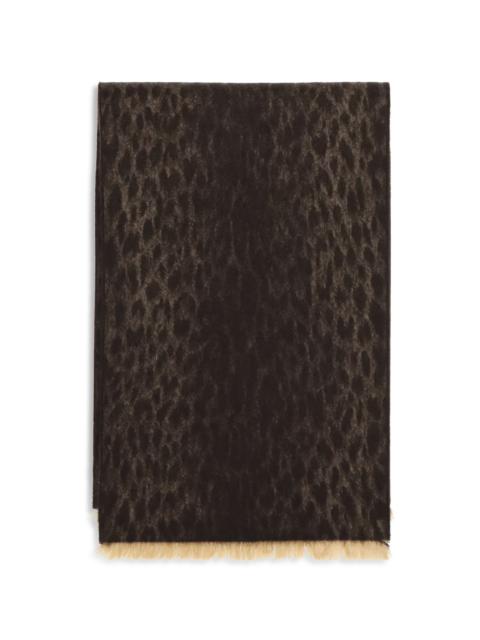 GUCCI Gucci Leopard-print Wool Scarf Camel/Dark Brown