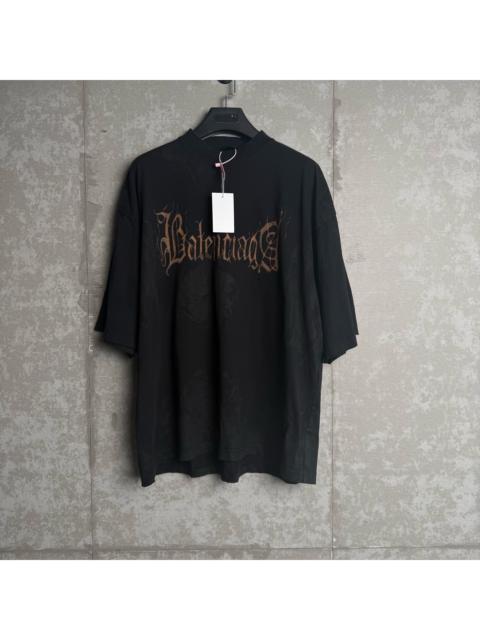 BALENCIAGA Balenciaga Distressed Sanskrit Letter Print T-Shirt