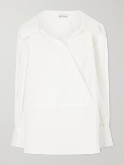 Altuzarra Arthur Wrap-effect Cotton-blend Poplin Blouse