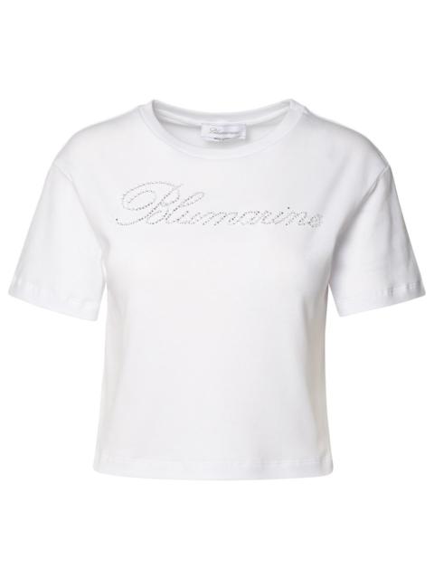 Blumarine Blumarine White Cotton Crop T-Shirt Woman