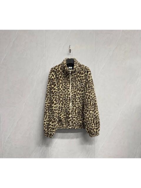 CELINE Celine Leopard Print Teddy Jacket with Embroidered Logo