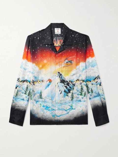 CASABLANCA Convertible-Collar Printed Silk-Twill Shirt Black