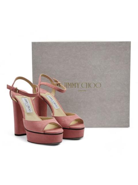 JIMMY CHOO Jimmy Choo Peachy Platform Sandals 125mm - Suede - Pink 38 7.5 US $850