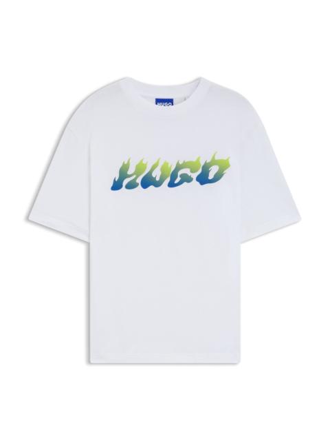 HUGO COTTON-JERSEY TOP WITH MIXED-PRINT ARTWORK