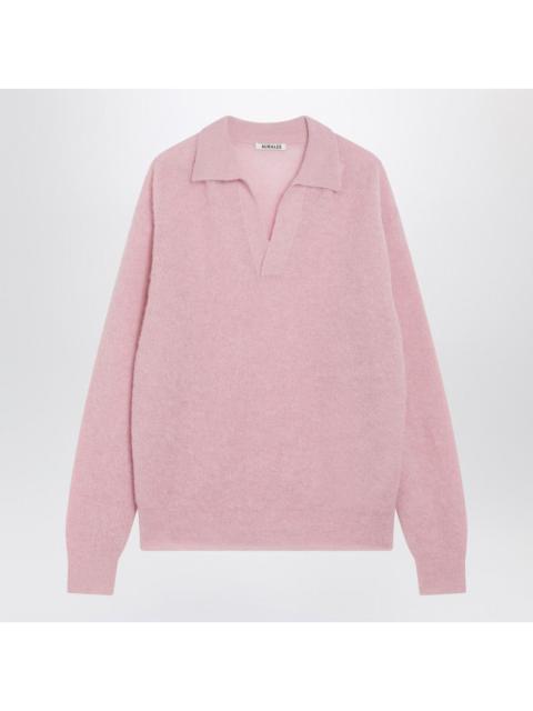 AURALEE Auralee Pink Alpaca Blend Polo Sweater Men