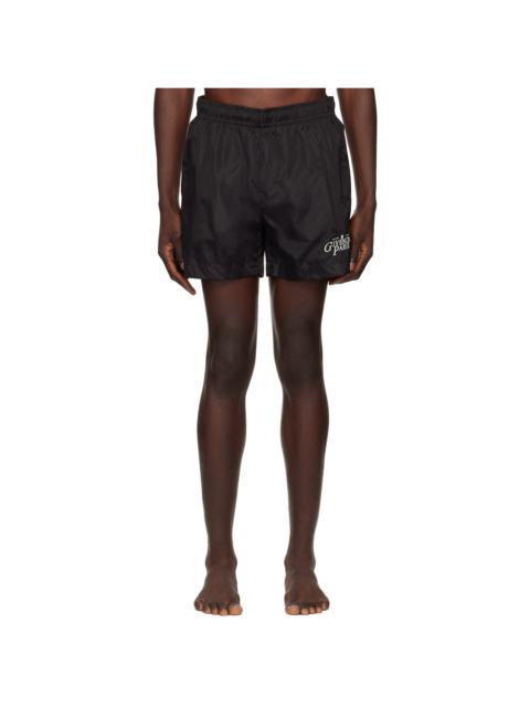 Black Embroidered-Logo Swim Shorts