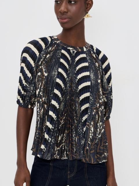 ULLA JOHNSON Dafne Pleated Short Sleeve Blouse