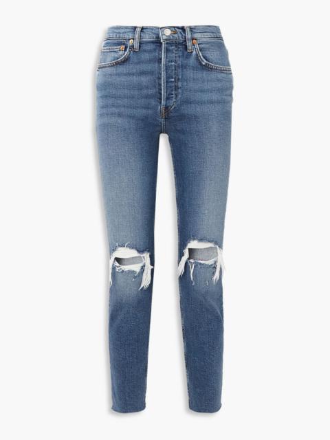 RE/DONE 90s Comfort Stretch high-rise cropped distressed skinny jeans