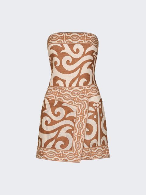 Johanna Ortiz Raiz Ritual Mini Dress Camel And Ecru