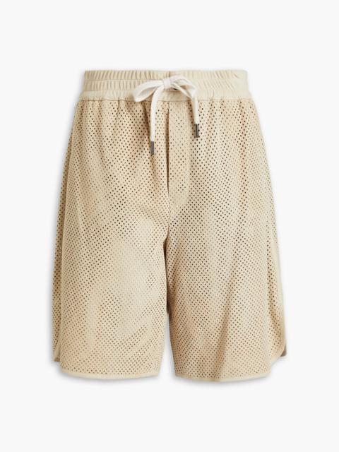 Brunello Cucinelli Perforated suede shorts