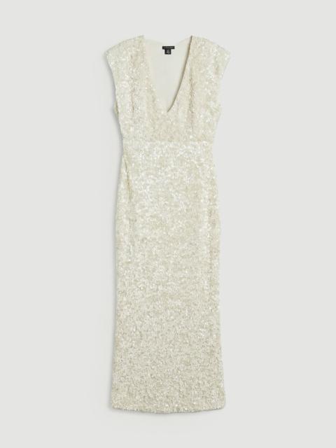 KAREN MILLEN Textured Sequin Sleeveless Midi Dress