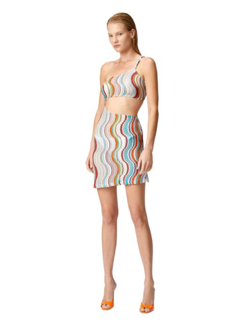 Missoni Missoni Short One-shoulder Cover-up Dress With Lamé Wave Motif in Multicoloured at Nordstrom