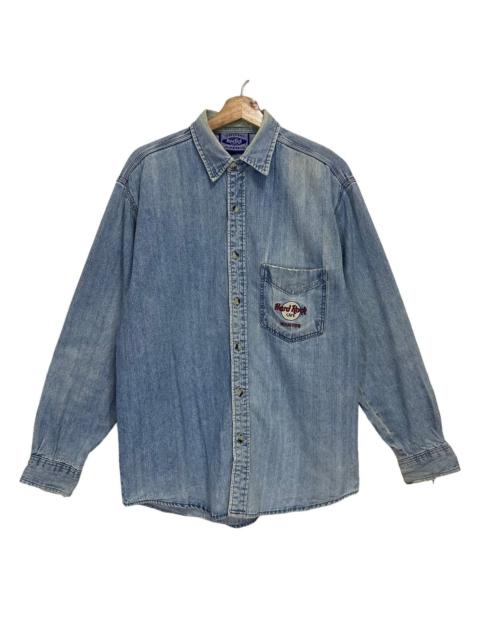 Other Designers DISTRESSED!! Hard Rock Cafe Houston Jeans Shirt