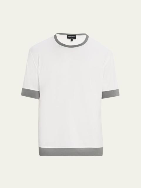 GIORGIO ARMANI Men's Interlock Jersey Crewneck T-Shirt