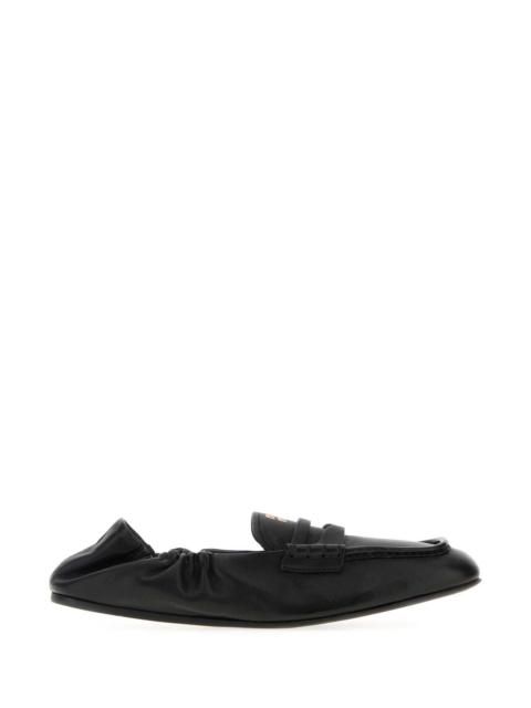 Miu Miu Miu Miu Women Black Nappa Leather Ruches Loafers