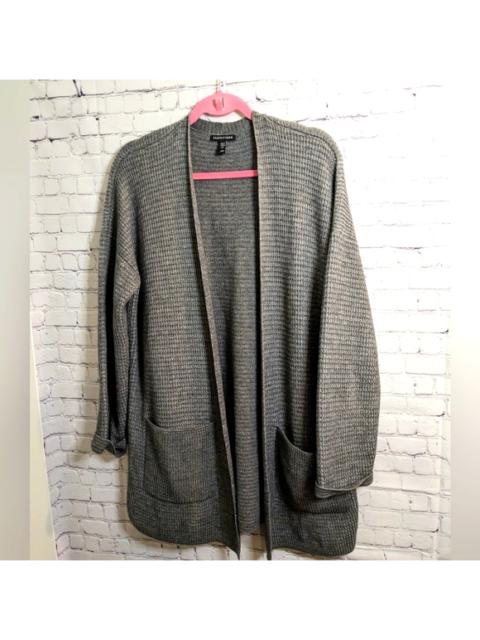 Other Designers Eileen Fisher Organic Cotton Tencel Knit Open Front Patch Pocket Grey Cardigan