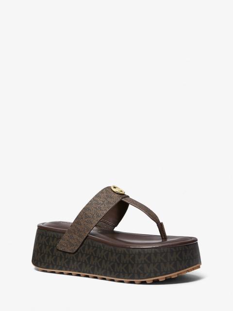 MICHAEL KORS Koya Signature Logo Platform Flip Flop