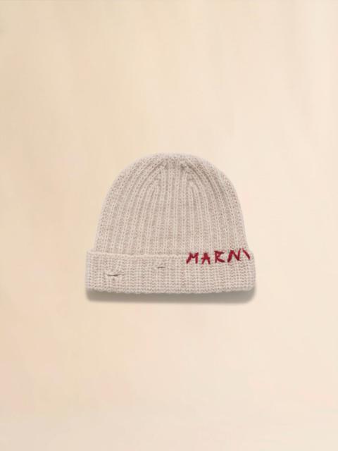 Marni OAT SHETLAND WOOL BEANIE WITH MARNI MENDING