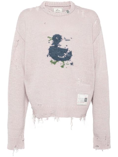 Maison MIHARAYASUHIRO Dinosaur-intarsia distressed cardigan