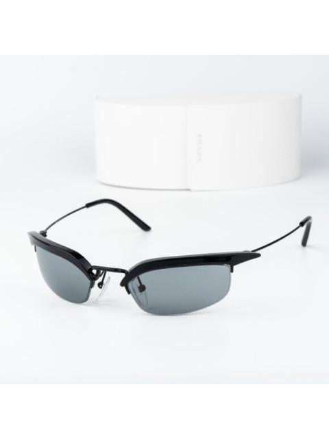 Prada Prada Women Sunglasses Black Grey Rectangle PRB50S 1AB3C2 NEW AUTHENTIC