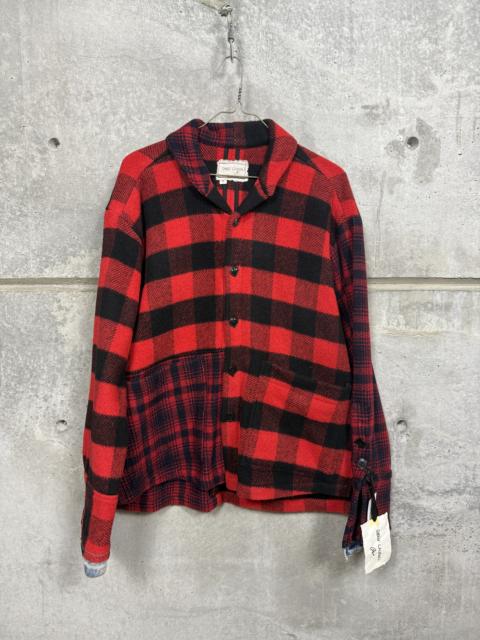 Greg Lauren $1375 Greg Lauren Buffalo Plaid Shawl Collar Box Jacket