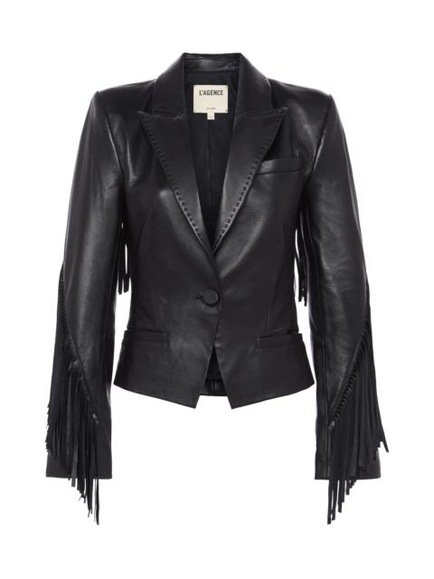 L'AGENCE Vashti Fringed Leather Blazer