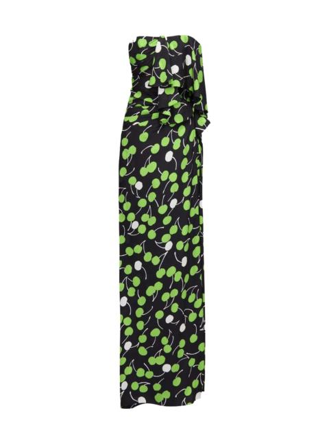 SAINT LAURENT Saint Laurent Women Black Cherry Silk Long Bustier Dress