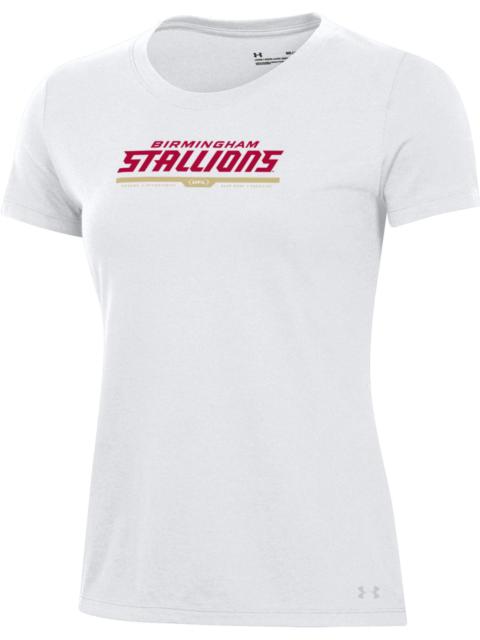 Under Armour Under Armour Women's UFL Birmingham Stallions Wordmark Logo White T-Shirt