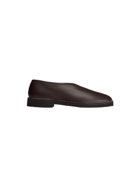 Lemaire WOMEN'S PIPED CREPE SLIPPERS (DARK BROWN)